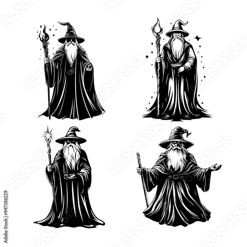 icon sheet black and white illustrations about the supernatural, about the supernatural