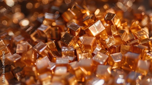 Copper: Malleable and highly conductive, copper is used in wiring, plumbing, and electronics. Mined from ore deposits and extensively recycled.
 photo