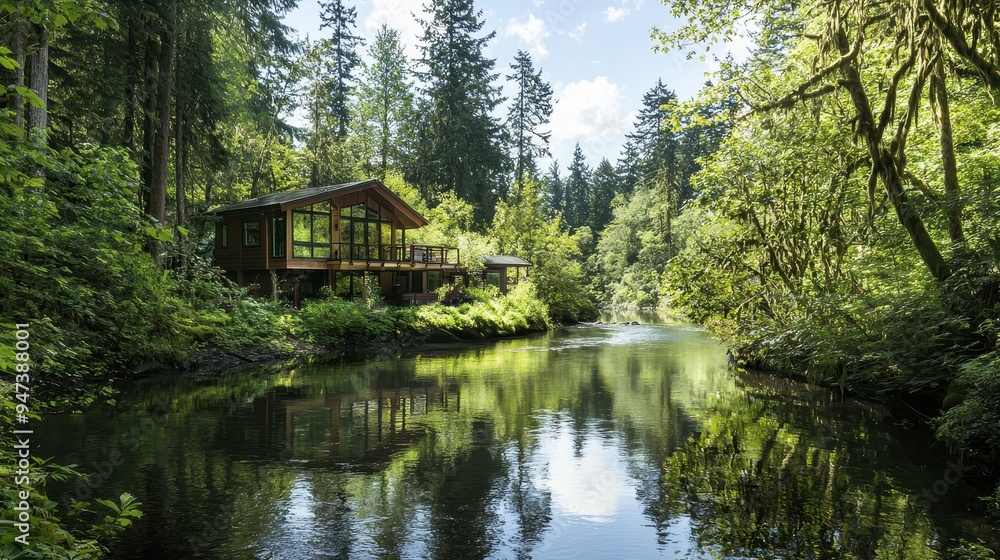 Tranquil Riverfront Cabin in Lush Forest Tranquil Riverfront Cabin in Lush Forest
