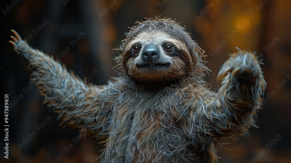 Naklejka premium Charming Sloth Boogying to the Beat