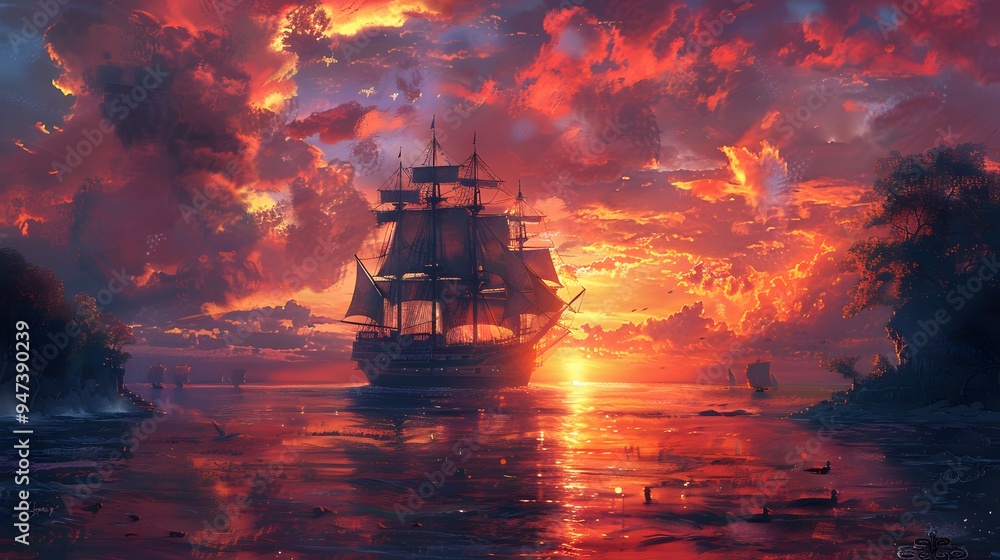 Fototapeta premium Sailing into the Sunset.