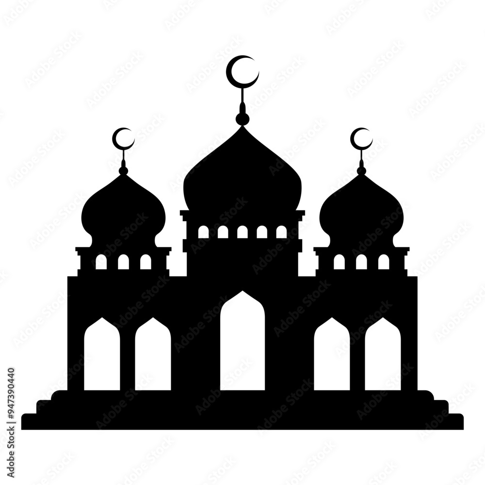 Flat Mosque Silhouette