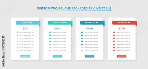 Subscription Plans Pricing Table Packages Infographic Template