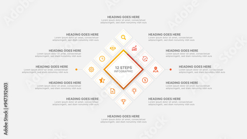 Modern Infographic Design Template with Twelve Options