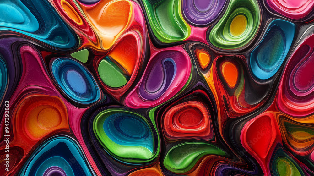 3D rendering of an abstract design with a multi-colored pattern. 3D rendering of an abstract design with a multi-colored pattern.