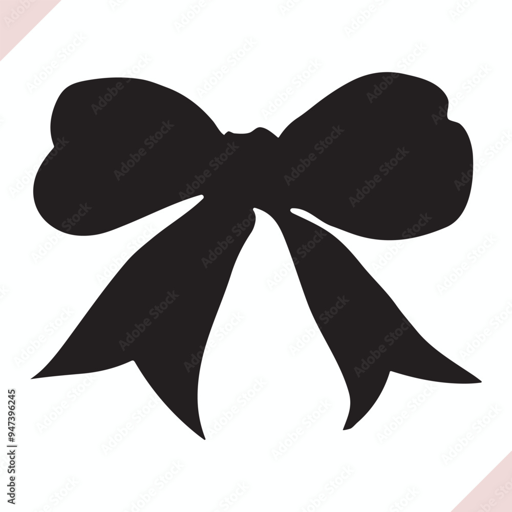 Bow Ribbon black silhouette, Bow vector, Decorative ribbon bows for hair Bow Ribbon black silhouette, Bow vector, Decorative ribbon bows for hair