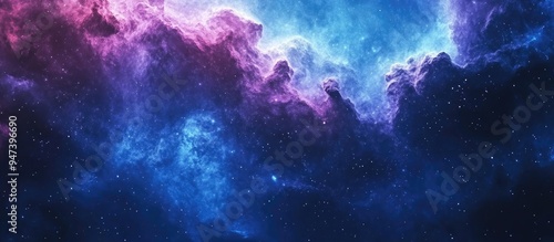 Dark sky blue and purple nebula watercolor background illustration in 3D cartoon rendering