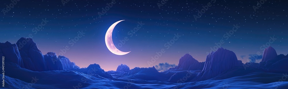 3D cartoon depiction of the shape of the moon during Ramadan 1444 Hijri 3D cartoon depiction of the shape of the moon during Ramadan 1444 Hijri