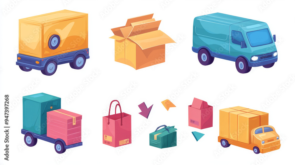 Icons for free delivery, featuring a truck and arrow for shipping or courier services, with 24-hour express order symbols. Free delivery stickers include a van, parcel box, and mail package for expres Icons for free delivery, featuring a truck and arrow for shipping or courier services, with 24-hour express order symbols. Free delivery stickers include a van, parcel box, and mail package for expres