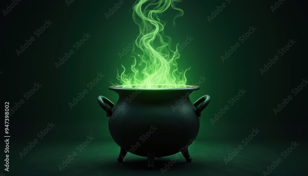 A mystical black cauldron with vibrant green smoke, perfect for Halloween themes, digital art, fantasy illustrations, or potion-related graphics. A mystical black cauldron with vibrant green smoke, perfect for Halloween themes, digital art, fantasy illustrations, or potion-related graphics.