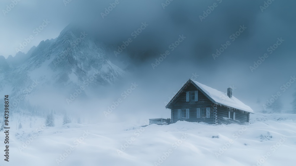 Secluded Mountain Cabin in Blizzard - Winter Storm Isolates Cozy Retreat from the World Outside Secluded Mountain Cabin in Blizzard - Winter Storm Isolates Cozy Retreat from the World Outside