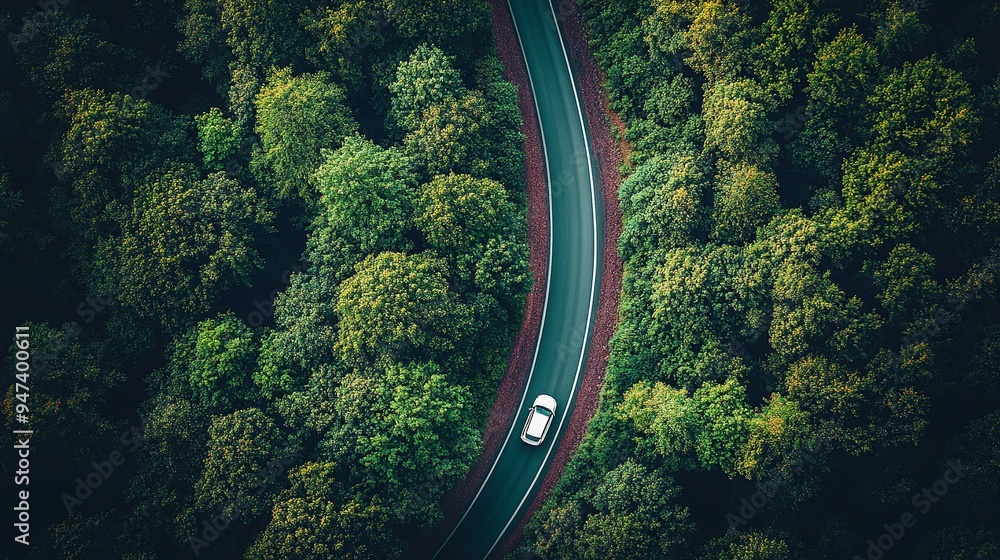 Fototapeta premium Aerial view of a forest road