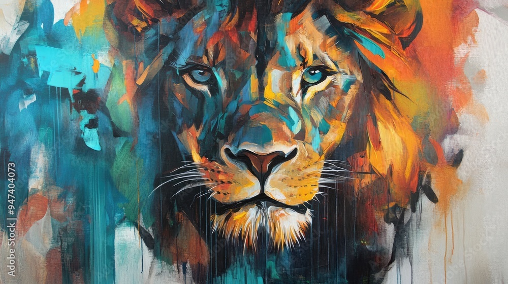 Abstract Oil Painting of a Lion's Face Abstract Oil Painting of a Lion's Face