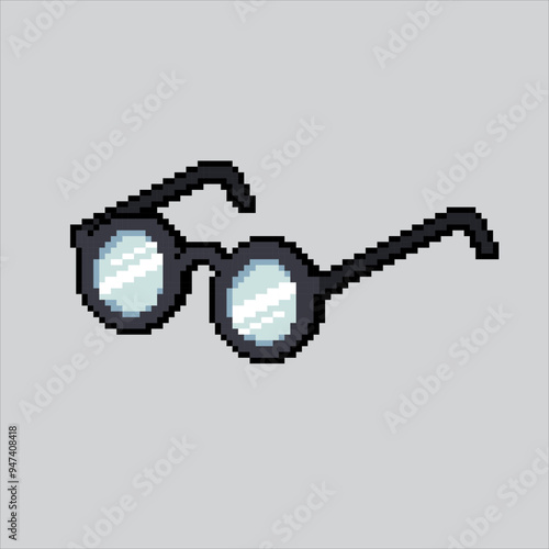 Pixel art illustration Glasses. Pixelated Reading Glasses. Reading Glasses nerd pixelated for the pixel art game and icon for website and video game. old school retro.