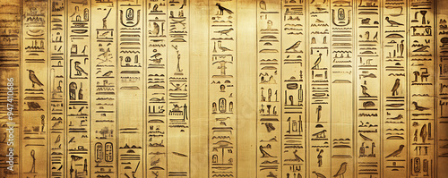 Light Gold Egyptian Papyrus Motif - Centered Vertical Design