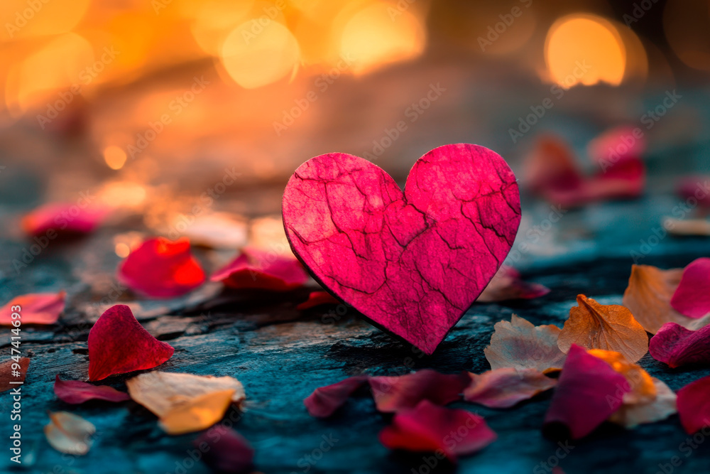 Fototapeta premium Valentines Day background with red heart