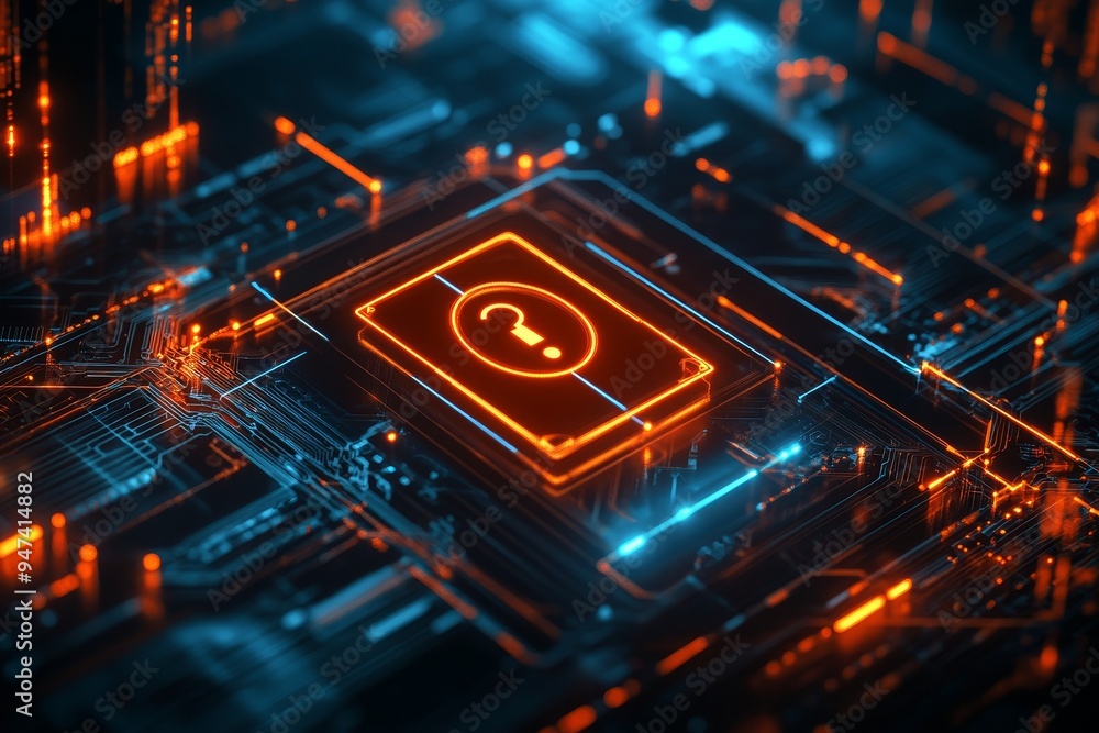 A secure encryption icon hovering over a digital banking interface, symbolizing the importance of cybersecurity in protecting personal finances online A secure encryption icon hovering over a digital banking interface, symbolizing the importance of cybersecurity in protecting personal finances online