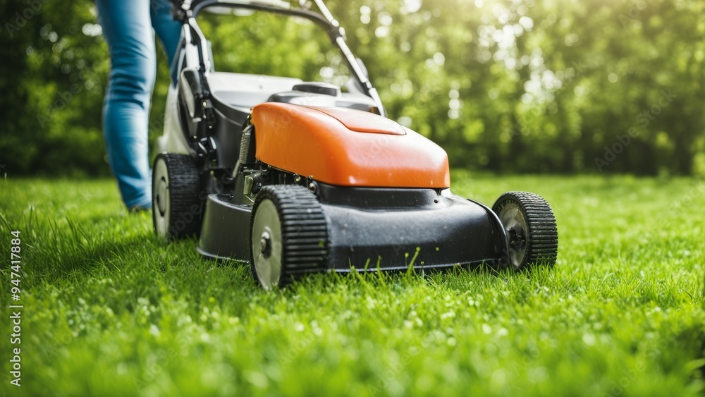 lawn mower in the garden lawn mower in the garden
