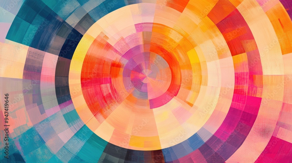 Obraz premium Colorful abstract circular geometric background design with a vibrant pattern