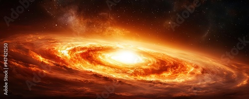 Solar system in infancy, protostars igniting, early galaxy spiral, cosmic background