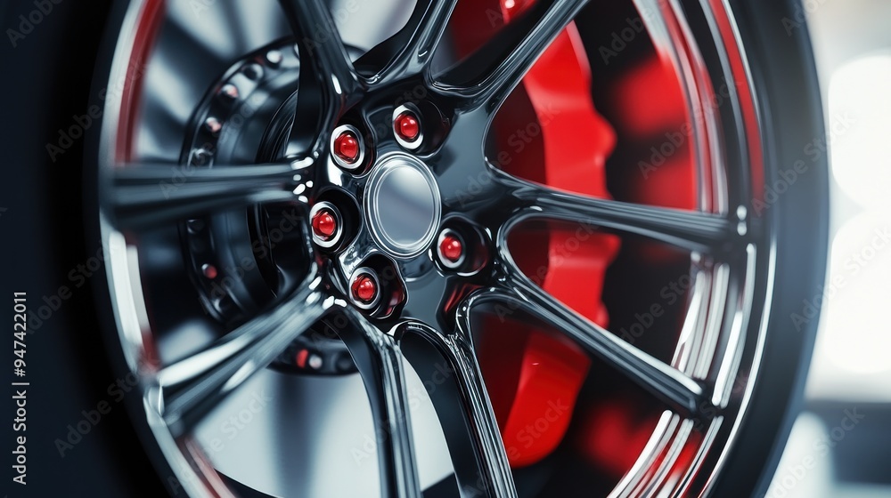 Black and Red Alloy Wheel Black and Red Alloy Wheel