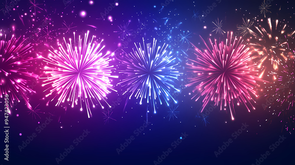 Fototapeta premium Colorful fireworks celebration background