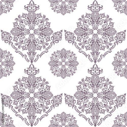 Classical Damask flower seamless pattern, Wallpaper in the style of Baroque, Victorian background, Luxury Graphic pattern for fabric, curtain, packaging, Vector Illustration for Elegant Textile Design