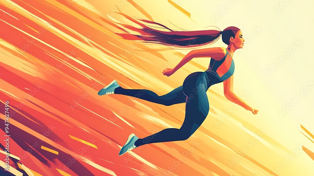 Naklejka premium Dynamic Runner with a Blurred Background