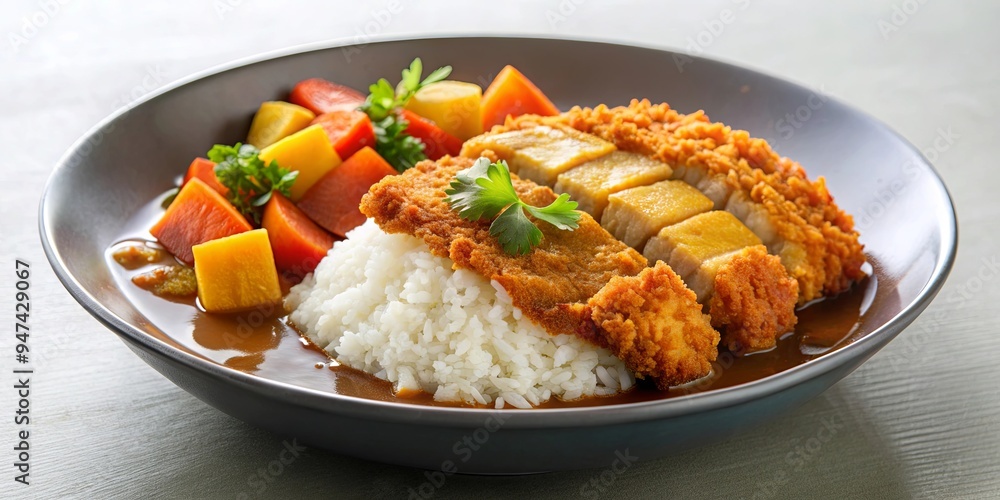 Japanese katsu curry with breaded chicken cutlet on rice, Japanese, katsu, curry, breaded, chicken, cutlet Japanese katsu curry with breaded chicken cutlet on rice, Japanese, katsu, curry, breaded, chicken, cutlet