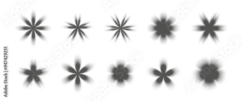 Brutalism flower shapes with dotted halftone effect