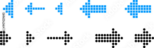 Arrow icon vector set. Arrows icons vector set. Pointer arrow in circle dot and square spot for billboard template. Vector illustration