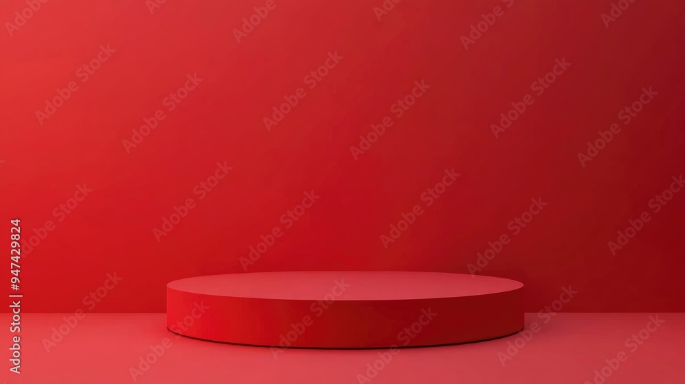 Minimal display podium on a red background for showcasing Abstract product presentation illustration for Valentine s Day or Women s Day Blank empty stage 3D render stand mockup Minimal display podium on a red background for showcasing Abstract product presentation illustration for Valentine s Day or Women s Day Blank empty stage 3D render stand mockup
