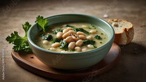 A lusciously creamy white bean soup with escarole