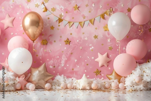 Pink and Gold Birthday Backdrop