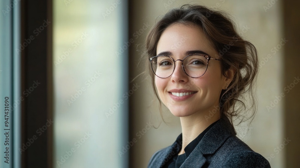 Smiling Woman in Glasses Looking Towards the Camera Smiling Woman in Glasses Looking Towards the Camera