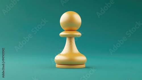 Chess Pawn Icon featuring a Fortuna Gold design on a Tidewater Green background 3D rendered social media symbol