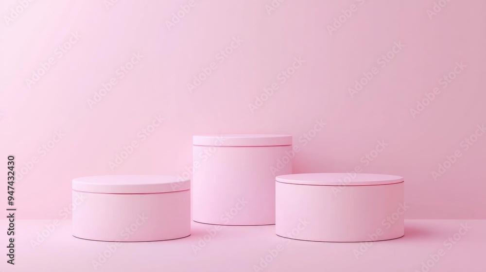 Abstract geometric minimal empty space for cosmetic product advertising on luxury cylinder platforms Pastel color background in studio setting 3D rendering Abstract geometric minimal empty space for cosmetic product advertising on luxury cylinder platforms Pastel color background in studio setting 3D rendering