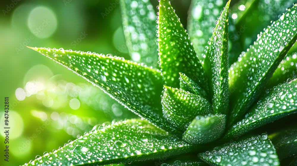 Plant leaves covered with morning dew Plant leaves covered with morning dew