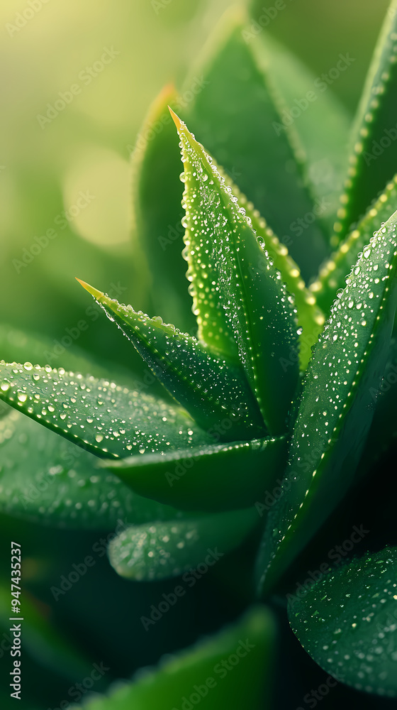 Plant leaves covered with morning dew Plant leaves covered with morning dew