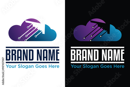 modern simple cloud tech technology stealth plane logo design vector illustration