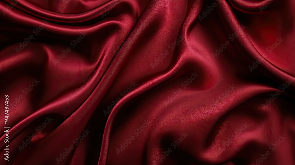 A flat lay of deep red satin fabric, with a smooth, flowing texture that exudes luxury and warmth. A flat lay of deep red satin fabric, with a smooth, flowing texture that exudes luxury and warmth.