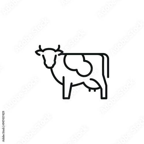 Cow icon. Simplified representation of a dairy cow, a staple in agricultural imagery, associated with milk and beef production. Ideal for agricultural businesses. Vector illustration