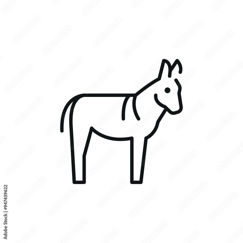 Donkey icon. A stylized representation of a donkey, often used to symbolize hard work, agriculture, and rural life. Suitable for use in educational materials, farming content. Vector illustration Donkey icon. A stylized representation of a donkey, often used to symbolize hard work, agriculture, and rural life. Suitable for use in educational materials, farming content. Vector illustration