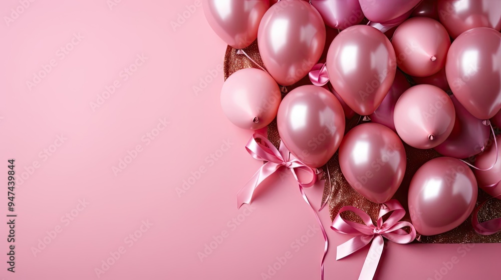 Lots of pink balloons in a cluster against a pink background. Lots of pink balloons in a cluster against a pink background.