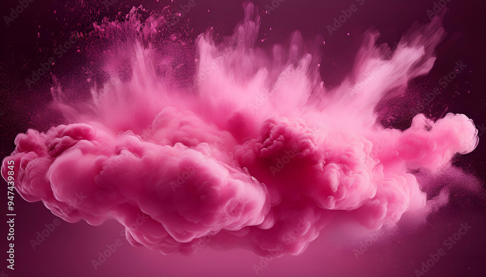Fototapeta premium A vibrant cloud of pink smoke bursts forth, creating a dynamic and energetic image.