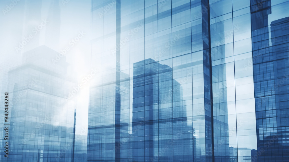 Double exposure of skyscrapers and business office buildings, double exposure photography. Double exposure of skyscrapers and business office buildings, double exposure photography.