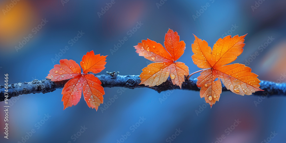 Autumn leaves on branch. Generated Ai. Autumn leaves on branch. Generated Ai.