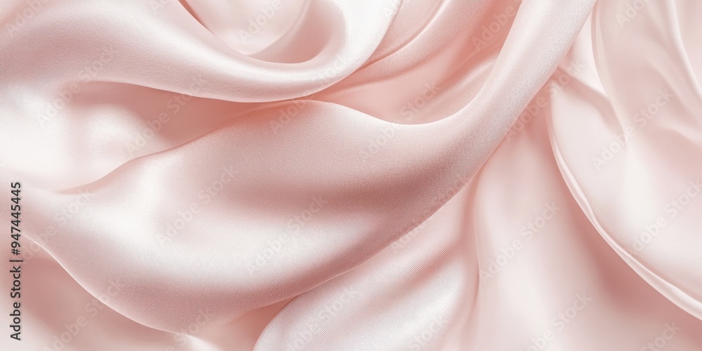 Obraz premium Closeup of rippled pink satin fabric texture background. Luxurious background design 