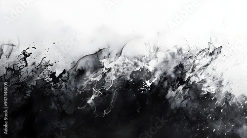 Dramatic Ink Wash Explosion   Captivating Monochrome Abstract Background photo