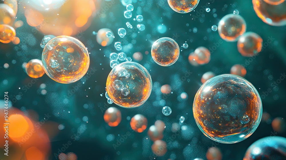A surreal scene of glowing molecules and floating bubbles, representing the intersection of science and art. A surreal scene of glowing molecules and floating bubbles, representing the intersection of science and art.